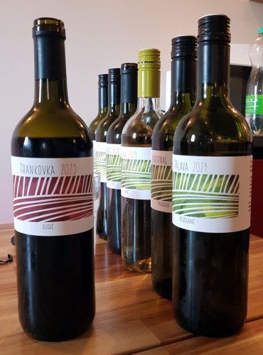 Lahve mají neotřelé etikety lahve vína