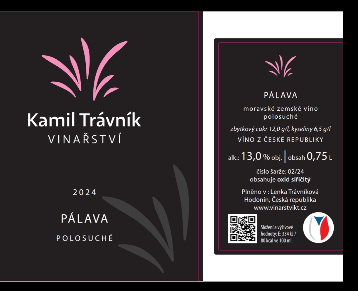 Lahev vína Pálava 2024, moravské zemské víno (polosuché)