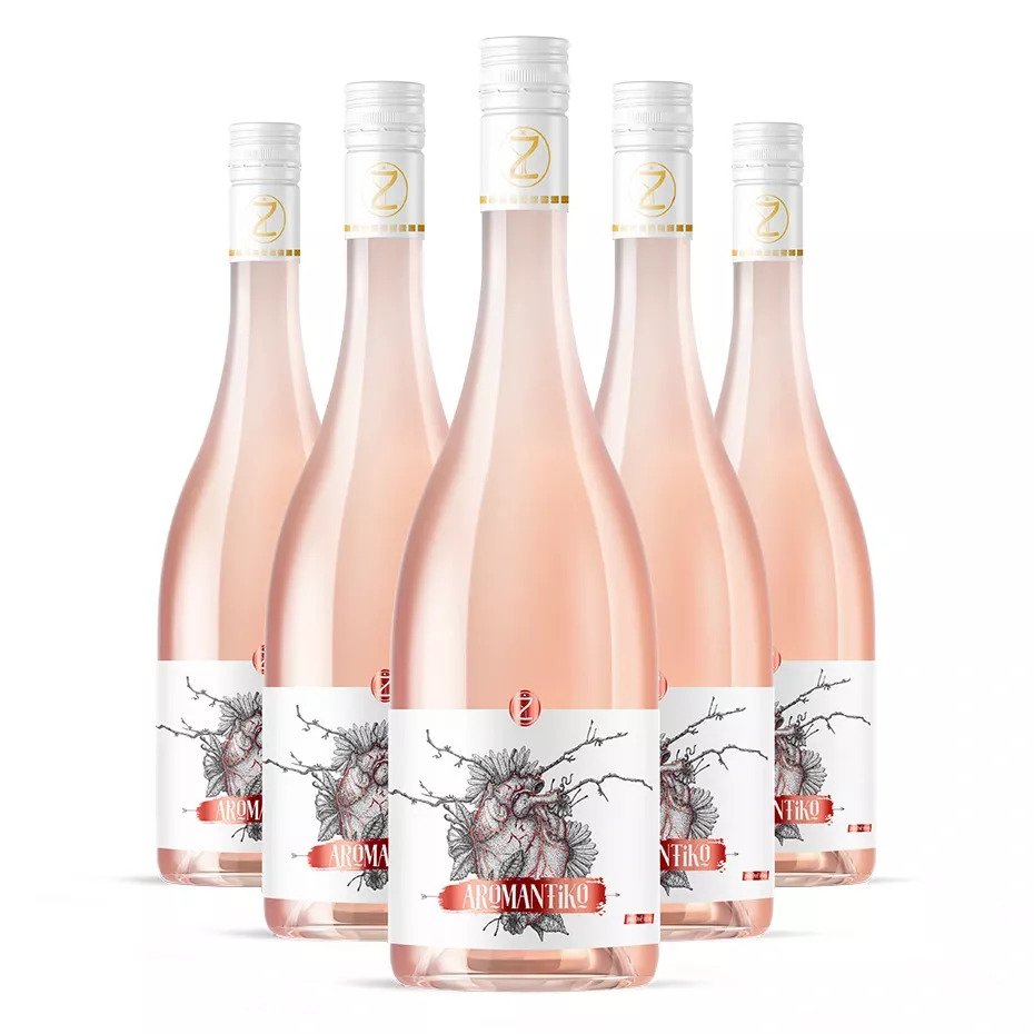 Lahev vína Aromantiko rosé 2023, perlivé víno (polosuché)