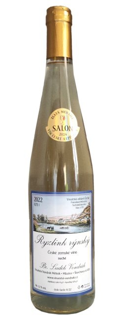 Lahev vína Ryzlink rýnský 2022, zemské víno (suché)