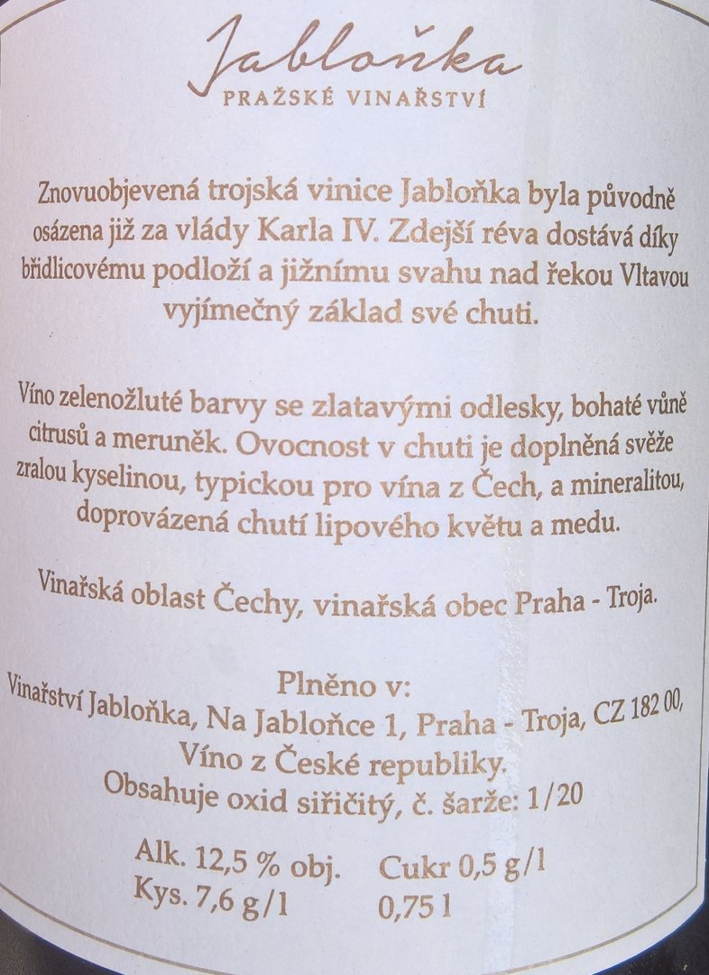 Lahev vína Ryzlink rýnský 2020, zemské víno (suché)