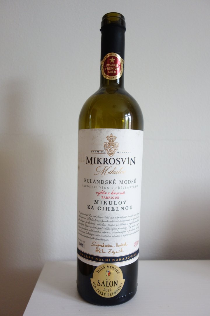 Lahev vína Rulandské modré barrique (Za cihelnou) 2018, výběr z hroznů (suché)