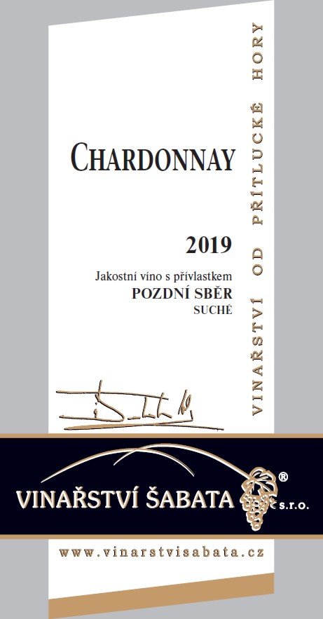 Lahev vína Chardonnay 2019, pozdní sběr (suché)