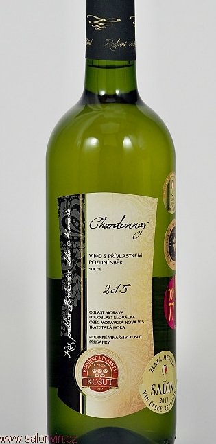 Lahev vína Chardonnay 2015, pozdní sběr (polosuché)