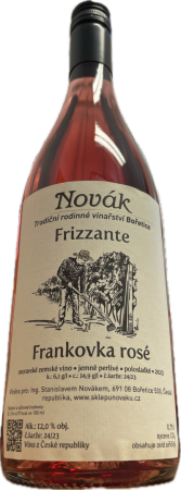 Lahev vína Frankovka 2023, moravské zemské víno - perlivé (polosladké)