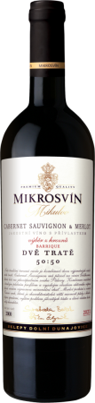 Lahev vína Cabernet Sauvignon & Merlot, Dvě tratě barrique 2021, výběr z hroznů (suché)