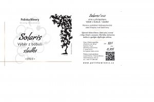 Lahev vína Solaris 2022, výběr z bobulí (sladké)