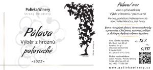 Lahev vína Pálava 2022, výběr z hroznů (polosuché)