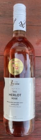 Lahev vína Merlot  rosé 2021, zemské víno (polosuché)
