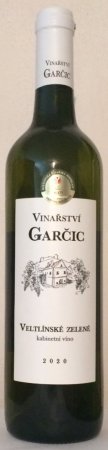 Lahev vína Veltlínské zelené 2020, kabinetní víno (suché)