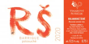 Lahev vína Rulandské šedé barrique 2020, zemské víno (polosuché)