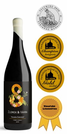 Lahev vína Tramín červený 2019, výběr z bobulí (sladké)