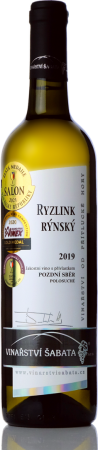 Lahev vína Ryzlink rýnský 2019, pozdní sběr (polosuché)