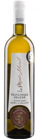 Lahev vína Veltlínské zelené (krášleno na kvasnicích) 2018, pozdní sběr (polosuché)