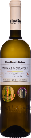 Lahev vína Muškát moravský 2018, pozdní sběr (polosladké)