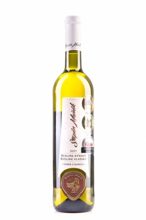 Lahev vína Ryzlink rýnský + Ryzlink vlašský 2017, výběr z bobulí (polosladké)