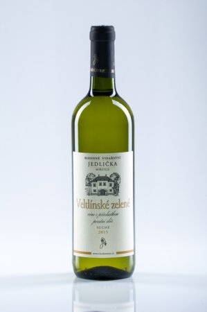 Lahev vína Veltlínské zelené 2015, pozdní sběr (suché)