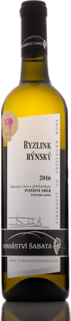 Lahev vína Ryzlink rýnský 2016, pozdní sběr (polosladké)