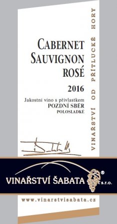 Lahev vína Cabernet Sauvignon rosé 2016, pozdní sběr (polosladké)