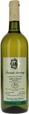 Lahev vína Tramín červený 2015, výběr z hroznů (polosladké)