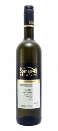 Lahev vína Muškát moravský 2014, kabinetní víno (suché)