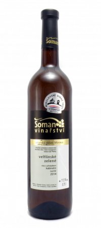 Lahev vína Veltlínské zelené 2014, kabinetní víno (suché)
