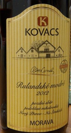 Lahev vína Rulandské modré 2012, pozdní sběr (suché)