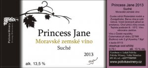 Lahev vína Princess Jane 2013, zemské víno (suché)