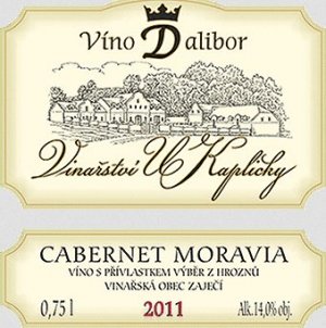 Lahev vína Cabernet Moravia (Víno Dalibor) 2011, výběr z hroznů (suché)