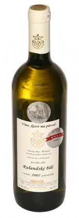 Lahev vína Rulandské bílé 2007, pozdní sběr (polosladké)