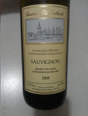 Lahev vína Sauvignon 2008, pozdní sběr (suché)