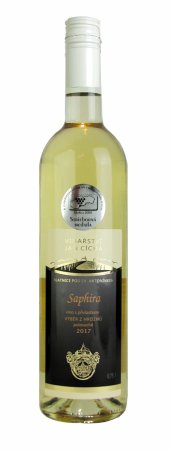 Lahev vína Saphira 2017, výběr z hroznů (polosuché)